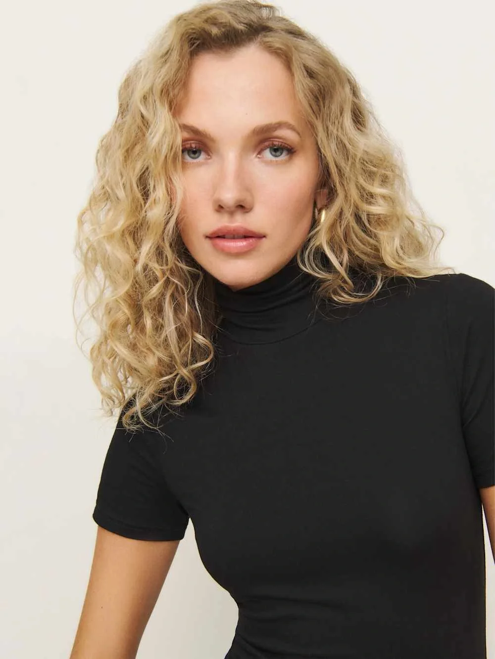 Reformation | Dana Black Knit Dress Short Sleeve Turtleneck Mini | Size XS